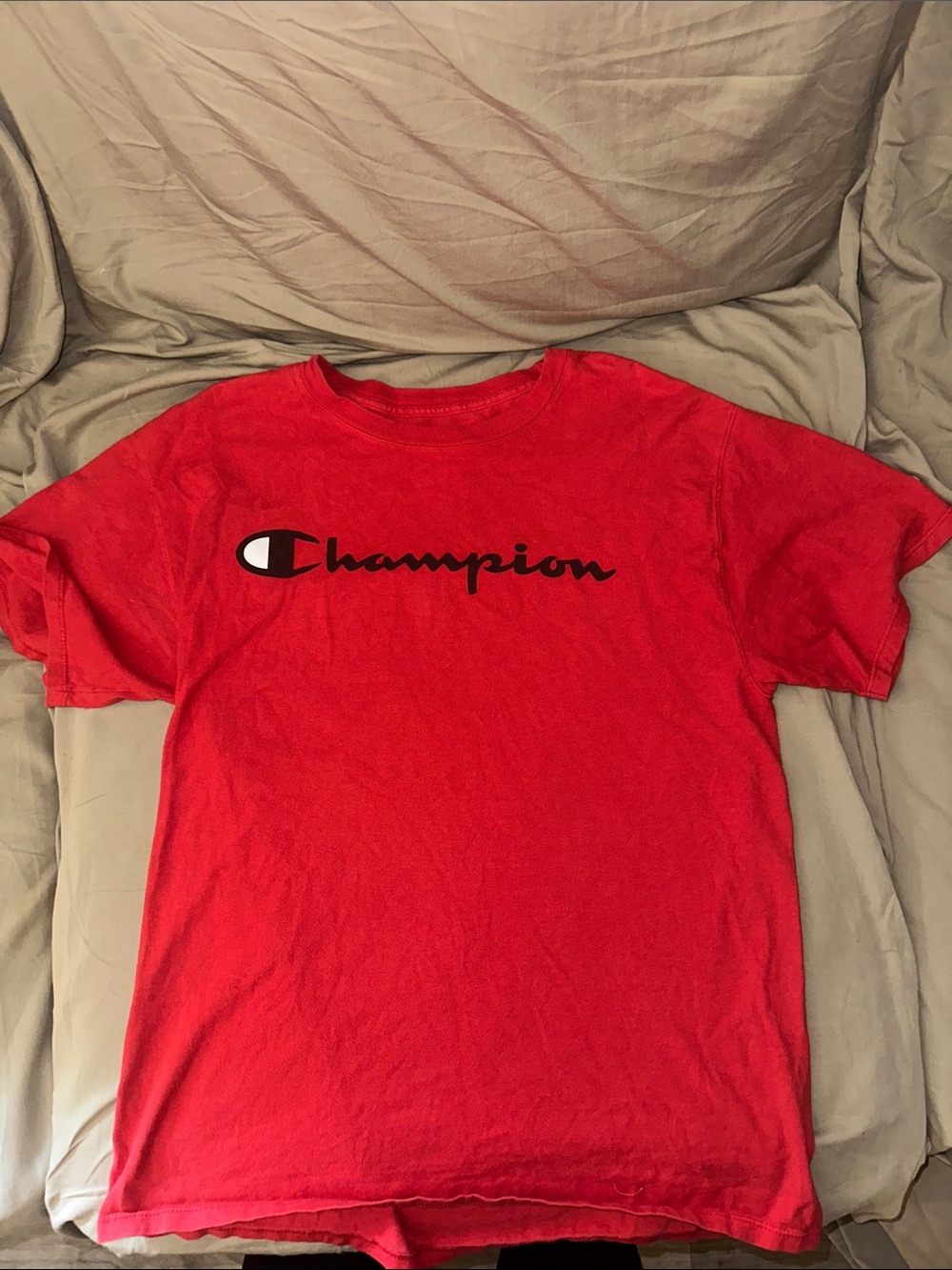 Champion Red Short Sleeve Logo Tee